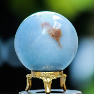 Angelite Crystal Sphere: Calming Blue Stone, Meditation & Peace (62MM