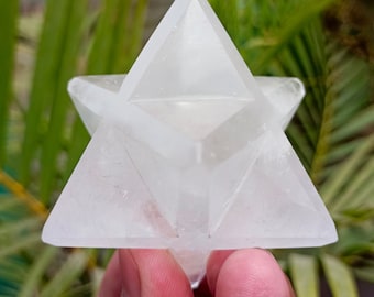 A Grade Clear Crystal Merkaba Star: Sacred Geometry Stone