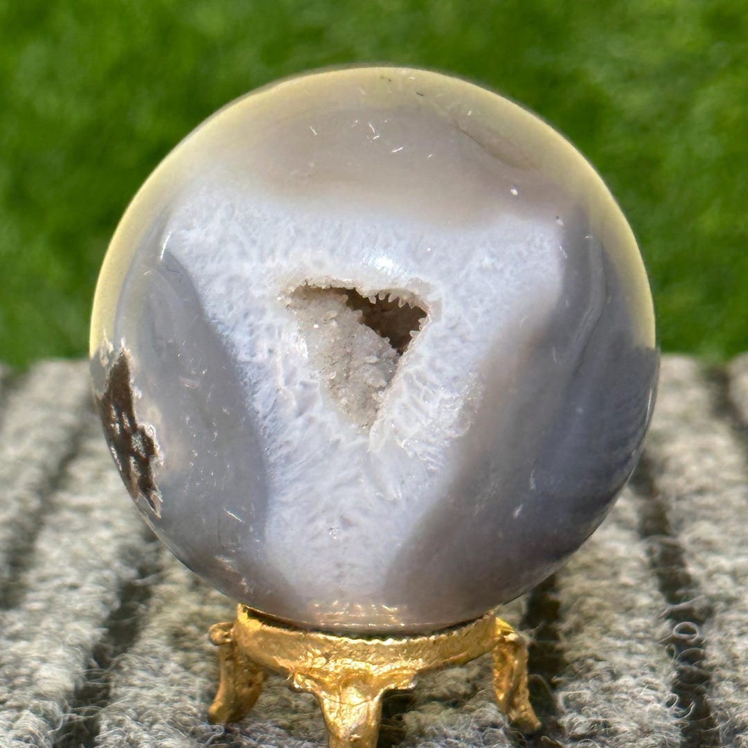 Natural 65MM Druzy Lace Agate Sphere Chakra Stone Metaphysical Healing ...