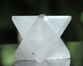 MINI 70 MM Quartz clair Merkaba Star Crystal | Pierre de guérison à géométrie sacrée
