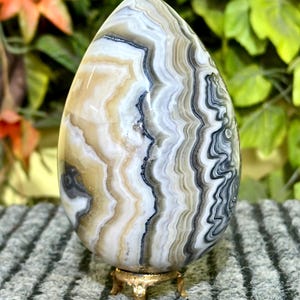 Beautiful 135MM Bended Zebra Calcite Egg Zebra Calcite Sphere, Large Polished Egg, Display Stone Yoni Egg