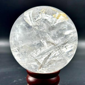 Large Clear Quartz Crystal Sphere with Stand: Home Decor & Divination