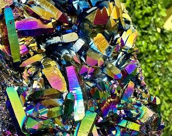 Large Titanium Aura Quartz Cluster: Chakra Balancing Crystal, 315MM