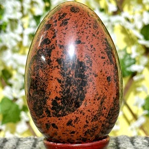 Large 115MM Red Polished Mahogany Obsidian Egg Metaphysical Stone Healing Chakra Stone Home Decoration Healing Power Stone Egg
