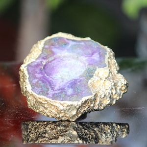 Amazing Purple Amethyst Candle Holder Golden Plated Healing Power Stone Meditation Candles Holder image 7