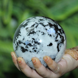 Large 115MM Rainbow Moonstone Sphere, Blue Flashy Moonstone , Crystal Sphere, Crystal Specimen, Meditation Crystal, Home Decor Sphere Ball