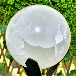 Large Clear Quartz Sphere: AAA+ Quality, Sparkling Inclusions, 9&quot;