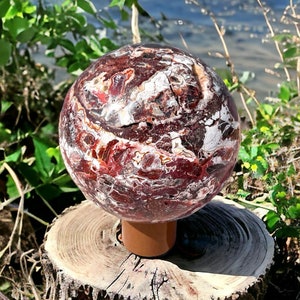 275MM Amazing Extra Rare Mexican Crazy Lace Agate Sphere Awesome Lacing And Colour, Home Decoration, Metaphysical Polished Sphere Ball