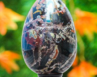 Giant Fancy Jasper Egg: Metaphysical Healing Stone, Home Decorative(180MM/3.700KG)
