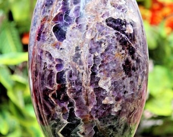 Gorgeous Large 315MM Blue Chevron Amethyst Chakra Stone Metaphysical Meditation Minerals Healing Aura Power Home Decoration Shiva Lingam