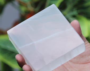 Natural 120MM Large Raw Selenite Plate | True Selenite Charging Plates | Utah Selenite Slices | Home Decor Selenite