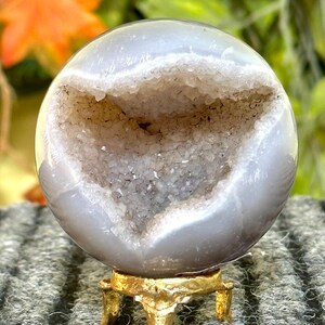 Amazing 70MM Druzy Blue Lace Agate Sphere Healing Stone, Decor Piece, Gray Lace Agate sphere, Meditation Stone Sphere
