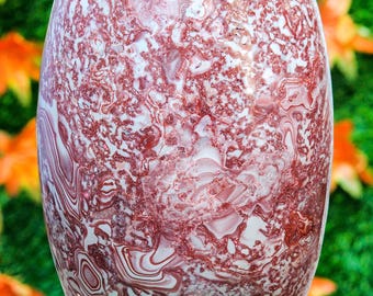 Piedra Shiva Lingam de Ágata Roja con Bandas Grandes de 440 mm: Cristal de Sanación Metafísica