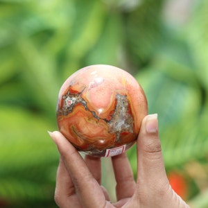 Red Jasper Sphere: Polished Healing Crystal Ball, Grounding Stone (65MM