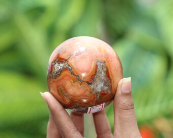 A+ 65MM Red Jasper Sphere: Polished Healing Crystal Ball, Grounding Stone