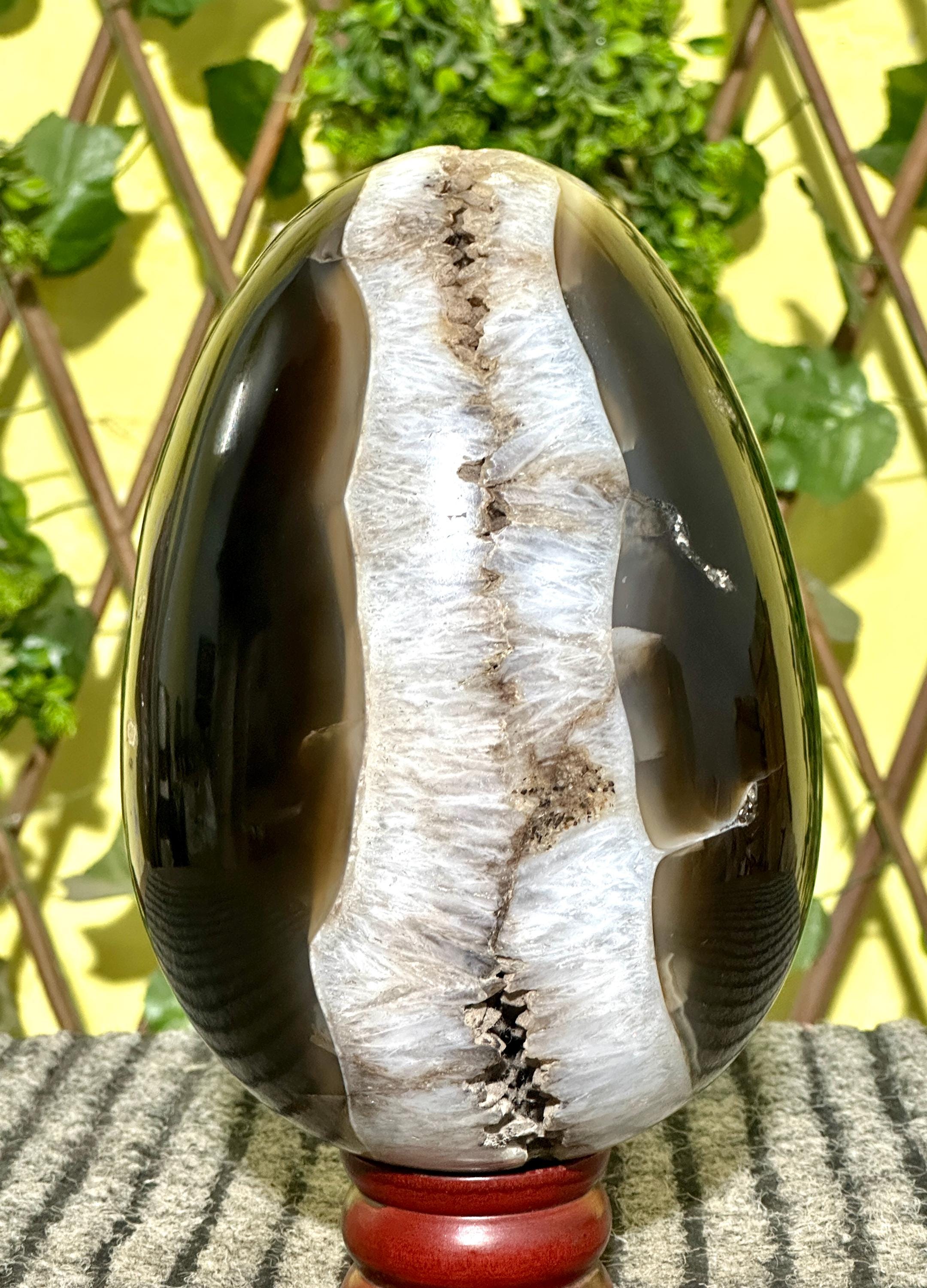 Huge 200MM Brown Druzy Lace Agate Egg: Chakra Stone | Aura Healing