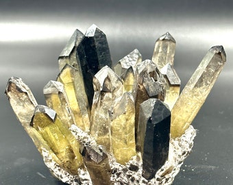 Smoky Quartz Crystal Cluster: Natural Mineral Specimen, Boho Home Decor