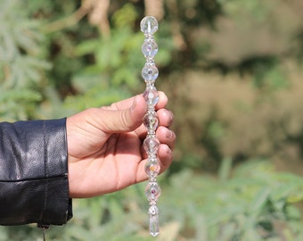 Large 210MM | 7 Chakra Clear Quartz Crystal Stone Healing Wand Stick