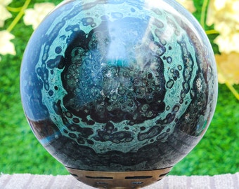 26CM Large Natural Green Kambaba Jasper Chakra Stone Healing Power Decorative Stone Sphere Ball