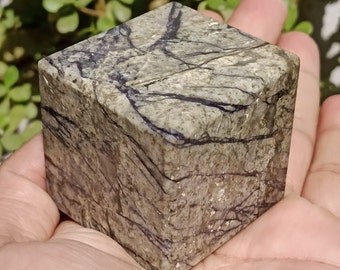 Raro cubo di diaspro Picasso: pietra curativa di cristallo da 45 mm