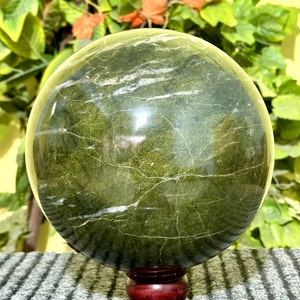 Large Green Vesuvianite Sphere: Healing Chakra Stone, Home Decor (215mm/8.5&quot;)