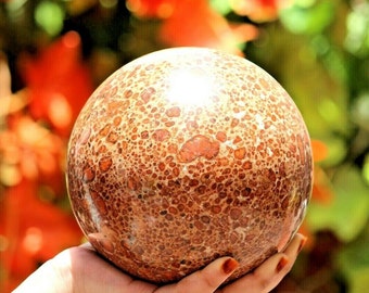 Large Amazing 145MM High Quality Brown Poppy Jasper Sphere Healing Chakra Spiritual powered Sphere Ball