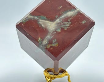 Natural Large 70MM Red Jasper Cube Healing Stone Crystal Polished Stone Gemstone Home Decoration Cube Square