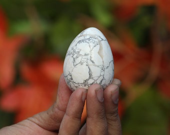 55MM Natural White Howlite Stone Healing Metaphysical Meditation Rekki Power Yoni Egg