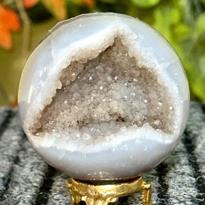 Amazing 70MM Druzy Blue Lace Agate Sphere Healing Stone, Decor Piece, Gray Lace Agate sphere, Meditation Stone Sphere