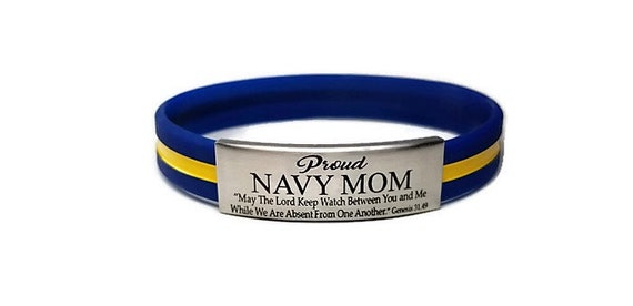 Proud Navy Mom or any Custom Relationship Laser Engraved Bracelet