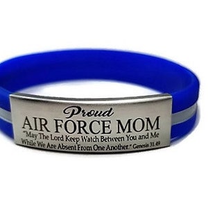 Proud Air Force Mom or Custom Relationship Laser Engraved Bracelet