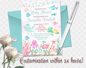 sea theme invitation etsy