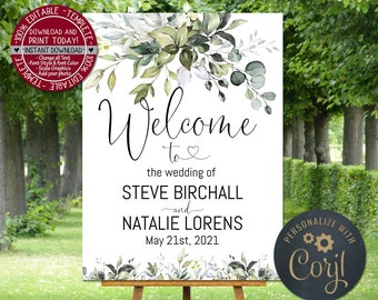 Wedding Welcome Sign - Eucalyptus Greenery Welcome Poster