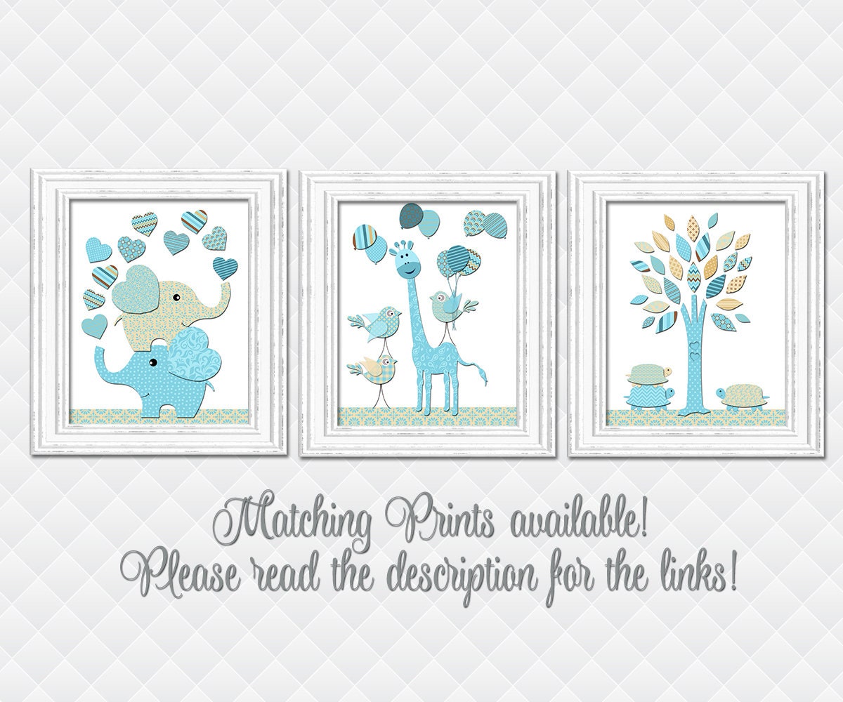 Elephant Nursery art kids room wall decor print baby boy wall | Etsy