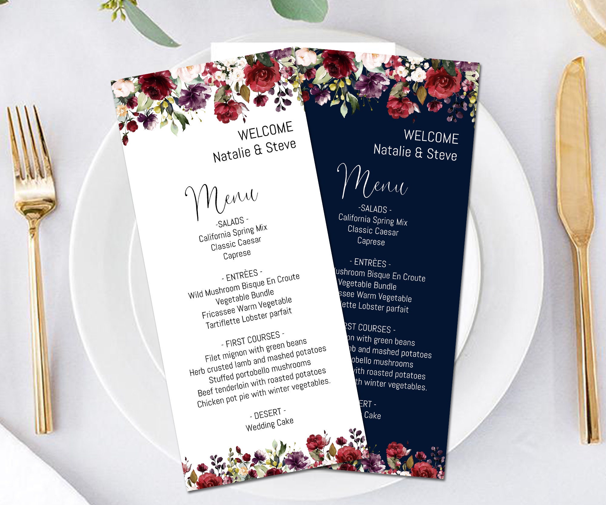 Marsala Boda menú tarjetas boho Floral cena menús boho mesa de Etsy