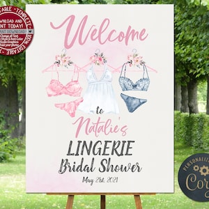 Lingerie bridal Shower Welcome pink Bachelorette Party sign Bride to Be welcome sign bridal shower decor Bachelorette decoration