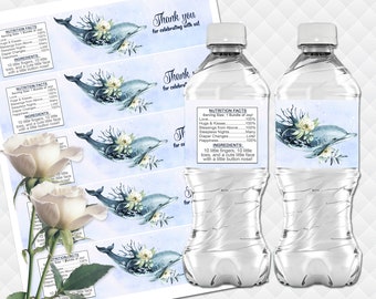 Under the sea water Bottle Labels baby shower water stickers ocean Bottle Wrappers baby shower Favor bottle wrappers