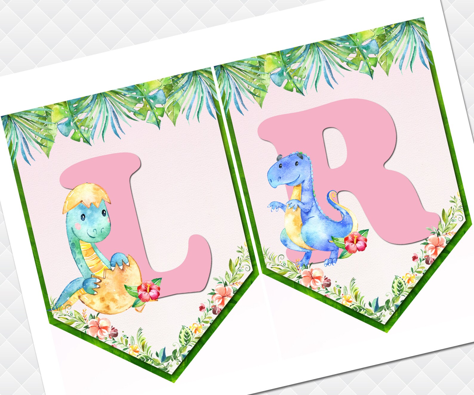 Dinosaurs Banner It's a Girl Sign Baby Shower Decoration - Etsy