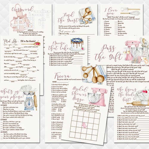 Kitchen Bridal Shower Games Package Trivia Pass the Present I Etsy