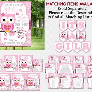 Owl Baby Shower Welcome Sign Pink Owl Welcome Poster Editable Print ...