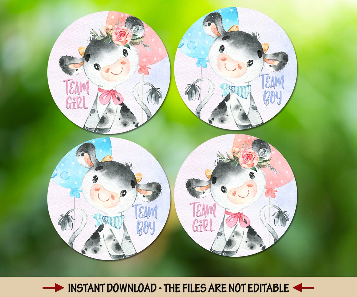 Cows Gender Reveal Party Voting Tags Gender Reveal Party Game Etsy