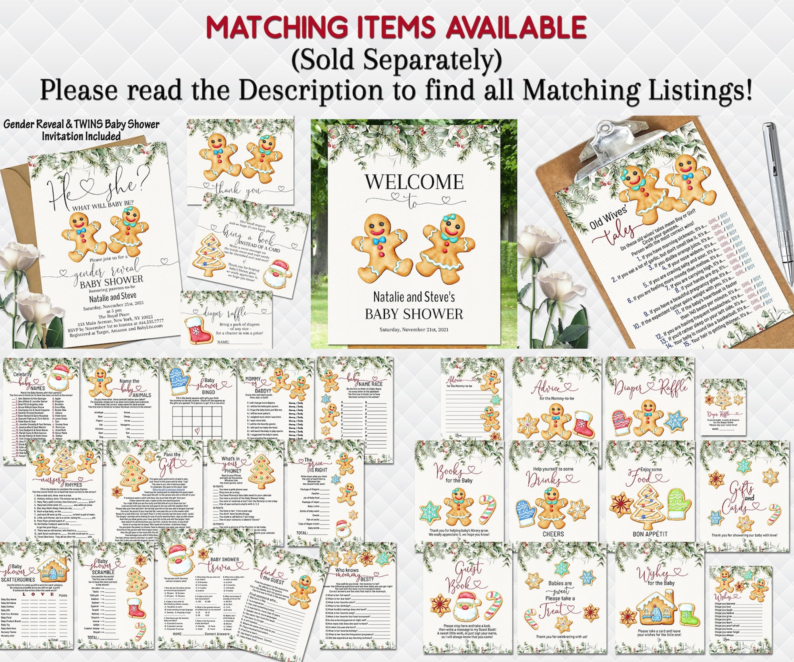 Gingerbread Gender Reveal Baby Shower Game Old Wives Tales Etsy