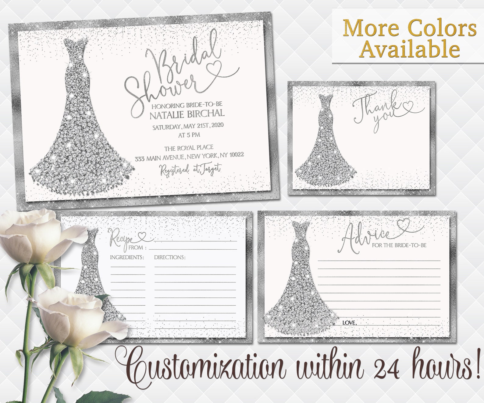 Bridal shower invitation wedding dress invite set with Etsy