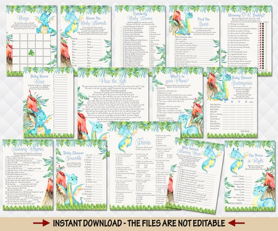 Dragons Baby Shower Games Package Nursery Rhyme Celebrity - Etsy