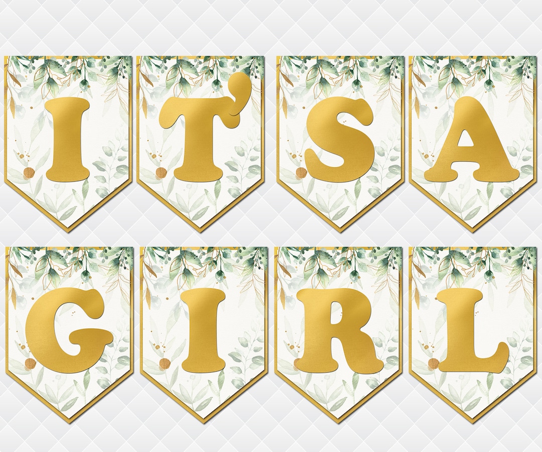 Greenery Banner It's a Girl It's a Boy Sign Toddler - Etsy