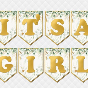 Greenery Banner It's a Girl It's a Boy Sign Toddler - Etsy