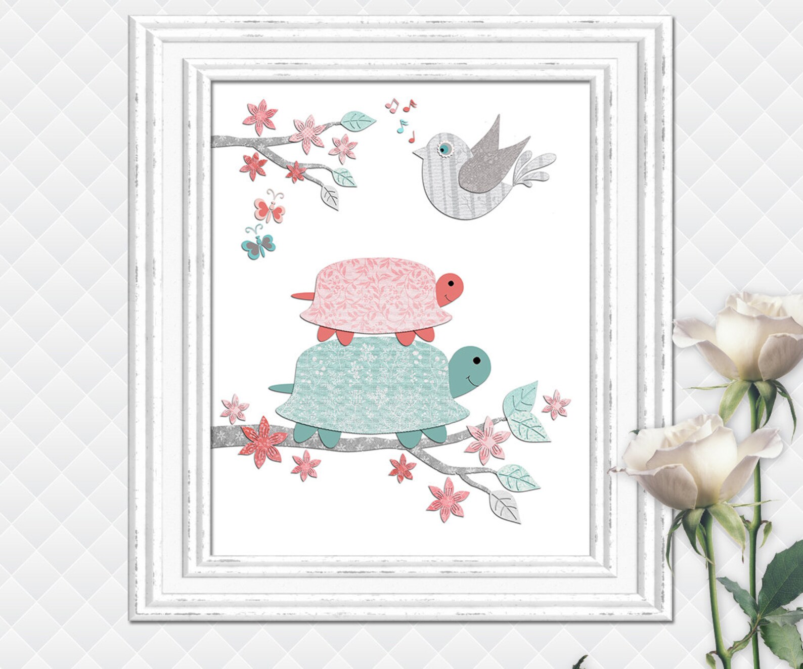Turtles Nursery Art Kids Room Wall Decor Print Baby Girl Wall Etsy