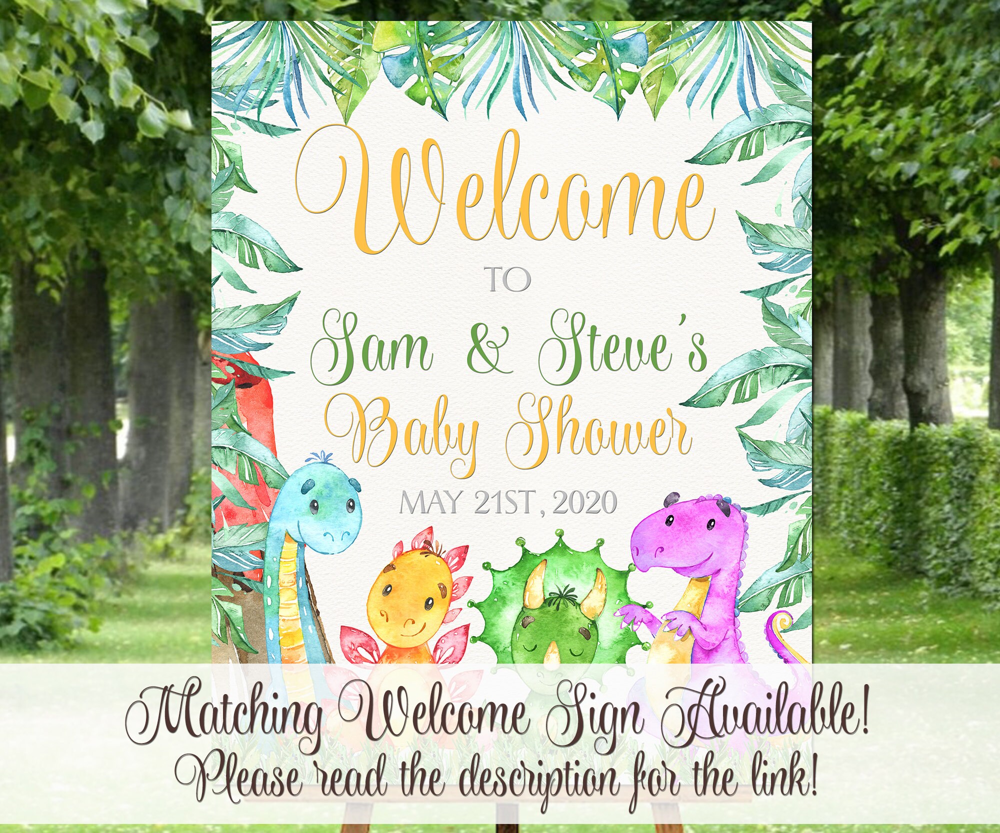 Dinosaurs custom Baby Shower Invitation Digital girl Invite Etsy