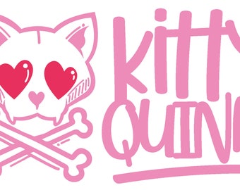 KITTY QUINN Sticker Cat Skull 2x2