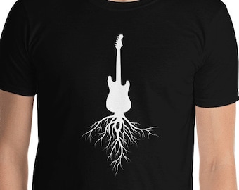 Electric Guitar With Roots Unisex T-Shirt - Guitar is my life and I was born with an electric guitar in my hand, guitarist, musician, band,